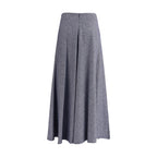Blue Cotton Midi Skirt