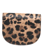Brown Leopard Print Calf Leather Small Coin Purse Wallet