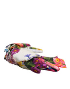 White Multicolor Floral Silk Bow Crystal Embellished Headband