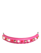 Pink Embellished Leather Bag Handle Women Shoulder Strap