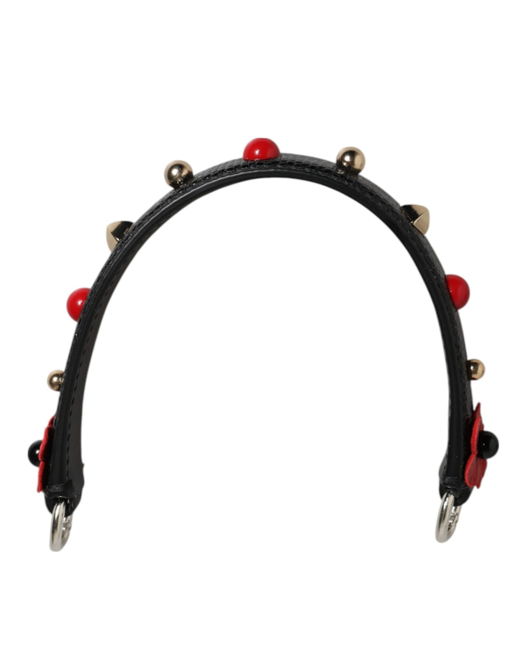 Black Embellished Leather Bag Handle Women Shoulder Strap