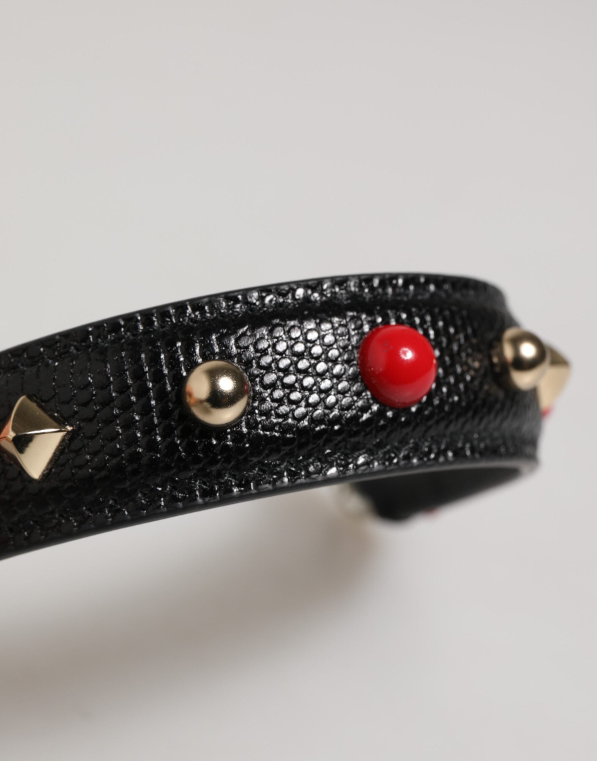 Black Embellished Leather Bag Handle Women Shoulder Strap