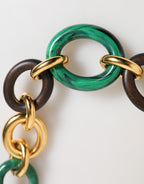 Multicolor Gold Brass Tiger Lily Floral Chai Necklace