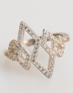 Geometric Diamond Shape Pave CZ Crystal Jewelry Ring
