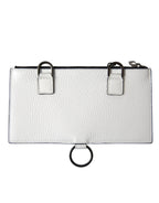 White Calfskin Leather Large Crossbody Card Holder Wallet