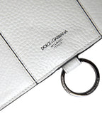 White Calfskin Leather Large Crossbody Card Holder Wallet