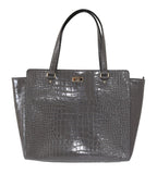 Grey Croc Embossed Leather Elissa Bristol Drive Tote Handbag Bag