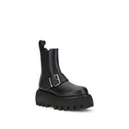 Black Calf Leather Bos Taurus Ankle Boots