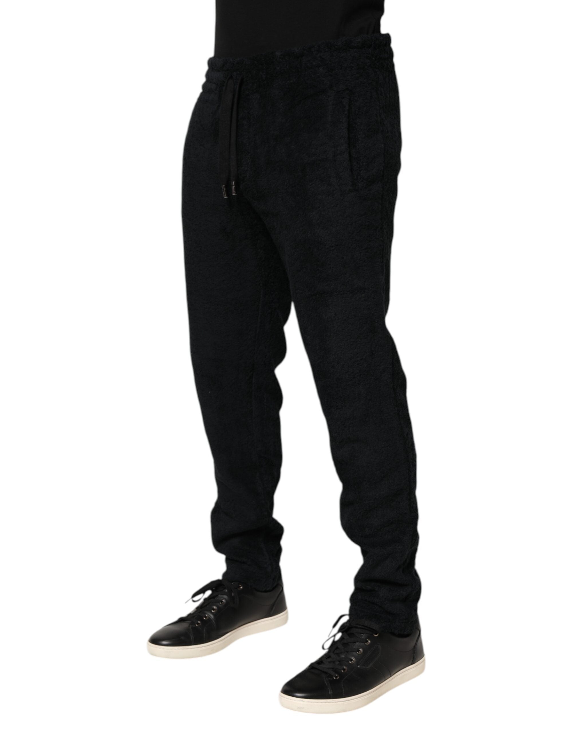 Black Cotton Logo Men Jogger Sweatpants Pants