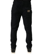 Black Cotton Logo Men Jogger Sweatpants Pants