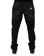 Black Washed Cotton Skinny Men Denim Jeans