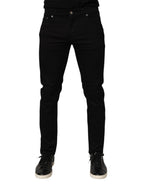 Black Cotton Blend Skinny Men Trouser Pants