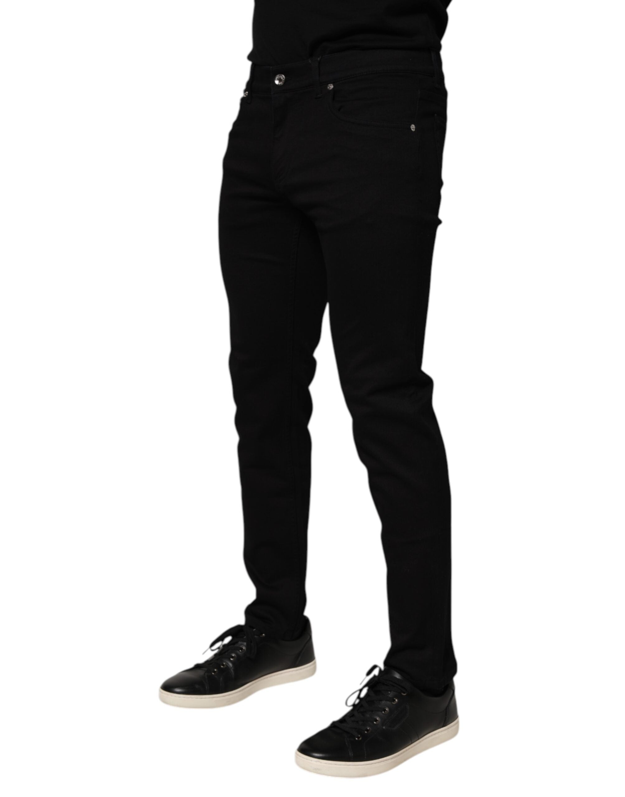 Black Cotton Blend Skinny Men Trouser Pants