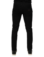 Black Cotton Blend Skinny Men Trouser Pants