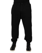 Black Cotton Drawstring Logo Sweatpants Pants