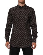 BrownFloral Collared GOLD Formal Dress Shirt