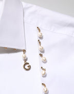 White Cotton DG Logo Pearl GOLD Formal Shirt