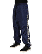 Blue Nylon Straight Jogger Sweatpants Pants