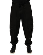 Black Cotton Cargo Jogger Sweatpants Pants