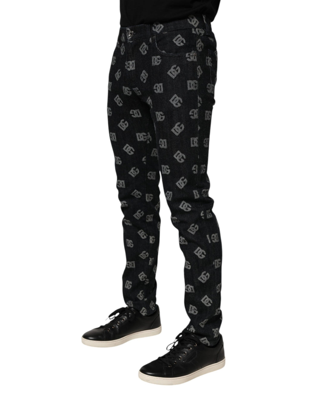 Black DG Monogram Cotton Skinny Denim Jeans