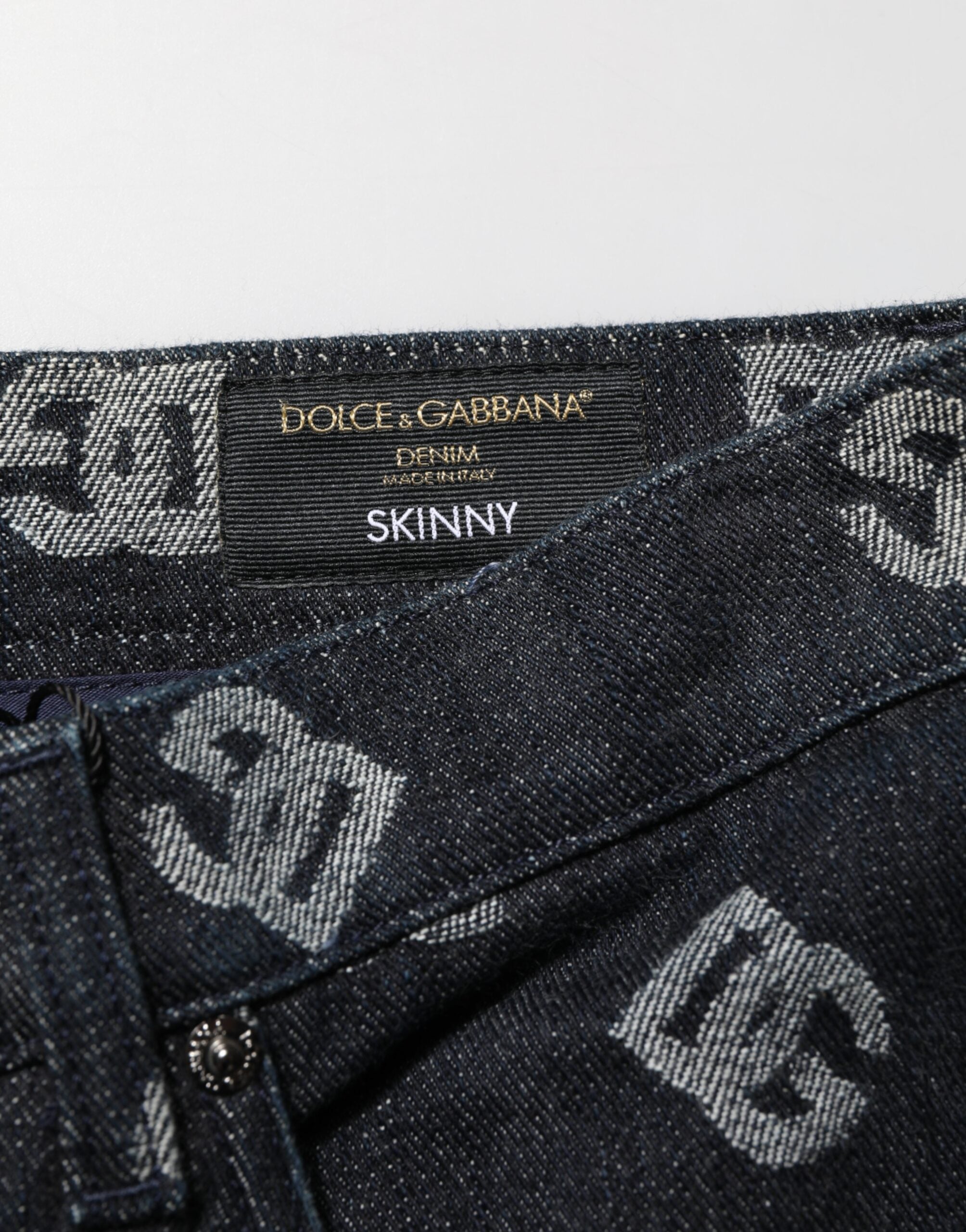 Black DG Monogram Cotton Skinny Denim Jeans