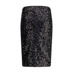 Black Polyester Midi Skirt