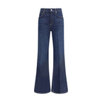 Blue Cotton Flared Jeans