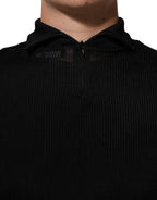 Black Viscose Turtle Neck Pullover Sweater