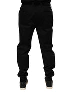 Black Cotton Stretch Casual Trouser Pants