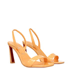 Orange Leather Stiletto Heel Sandals