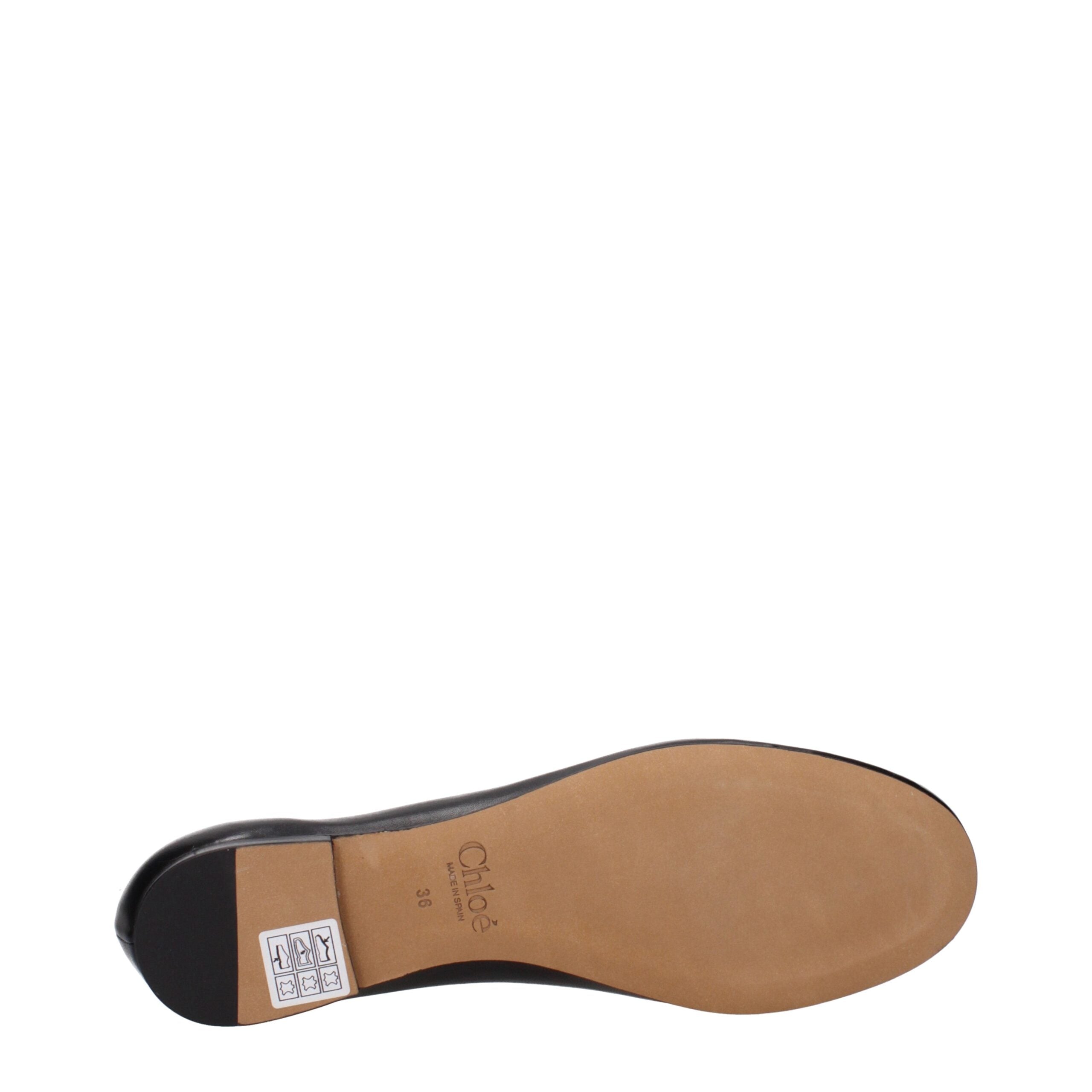 Black Leather Ballet Flats