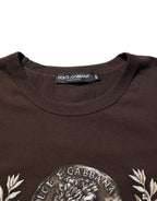 Brown Coin Laurel Print Men Crew Neck T-shirt