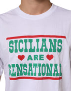 White Graphic Print Cotton Crew Neck T-shirt