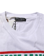 White Graphic Print Cotton Crew Neck T-shirt