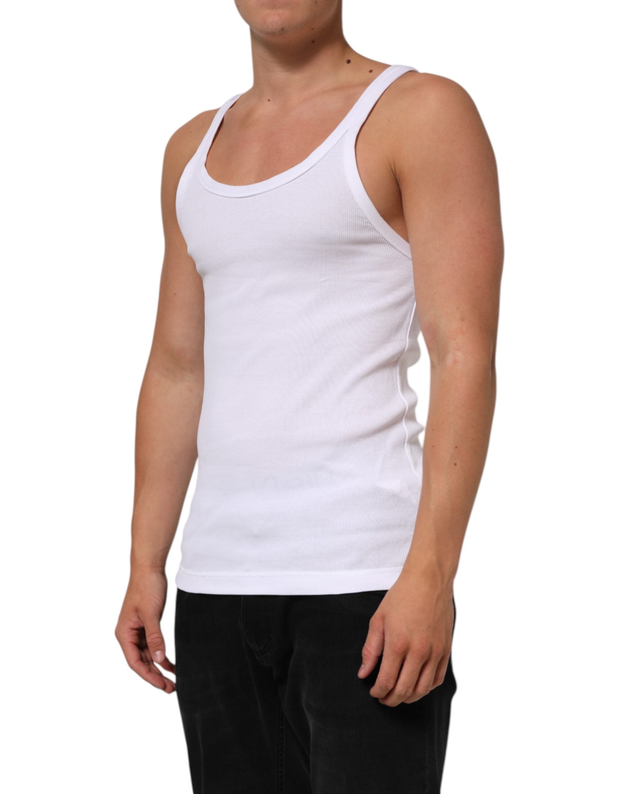 White Sleeveless Round Neck Tank Top T-shirt