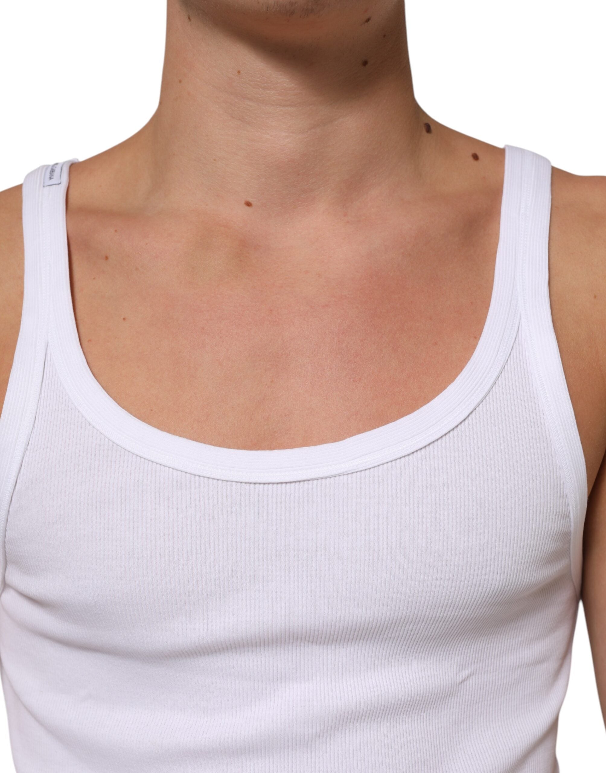 White Sleeveless Round Neck Tank Top T-shirt
