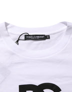 White Logo Print Cotton Crew Neck Men T-shirt