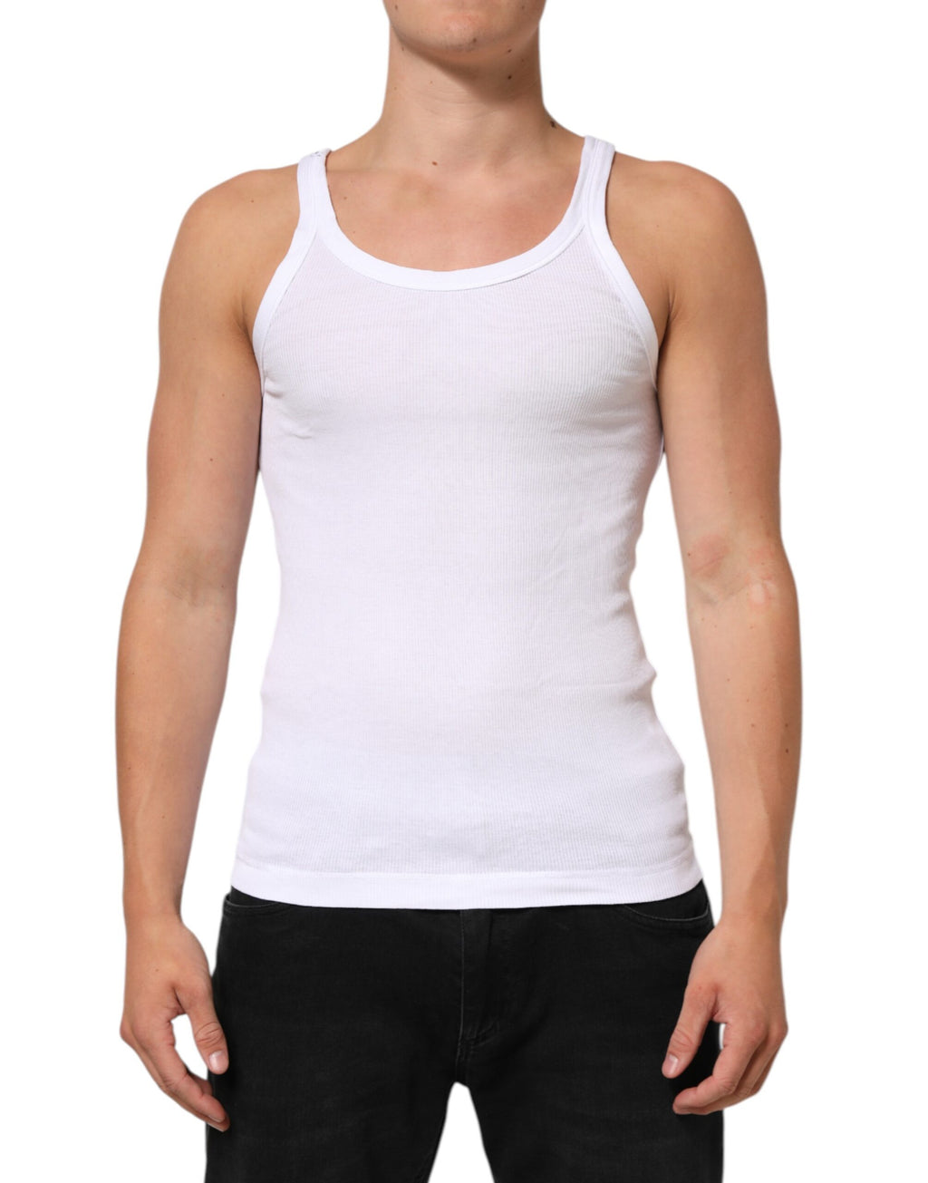 White Sleeveless Round Neck Tank Top T-shirt