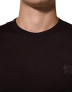 Brown Logo Plaque Cotton Crew Neck T-shirt