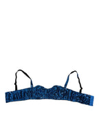 Blue Sequin Embellished Balconnet Bra Underwear