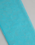 Light Blue Nylon Logo Lace Leggings Pants Underwear