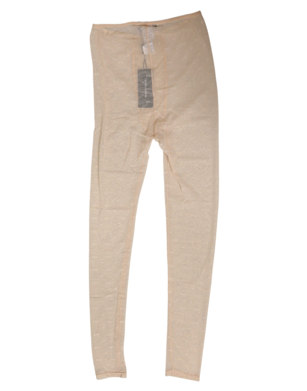 Beige Nylon Stretch Logo Lace Leggings Underwear