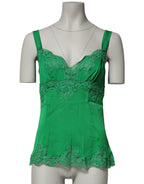 Green Floral Lace Tank Lingerie Top Underwear