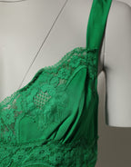 Green Floral Lace Tank Lingerie Top Underwear