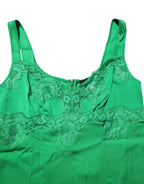 Green Floral Lace Tank Lingerie Top Underwear