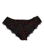 Black Polka Dotted Silk Low Waist Panty Underwear