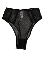 Black Lace Polka Dot Mesh High Waist Underwear