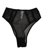 Black Lace Polka Dot Mesh High Waist Underwear