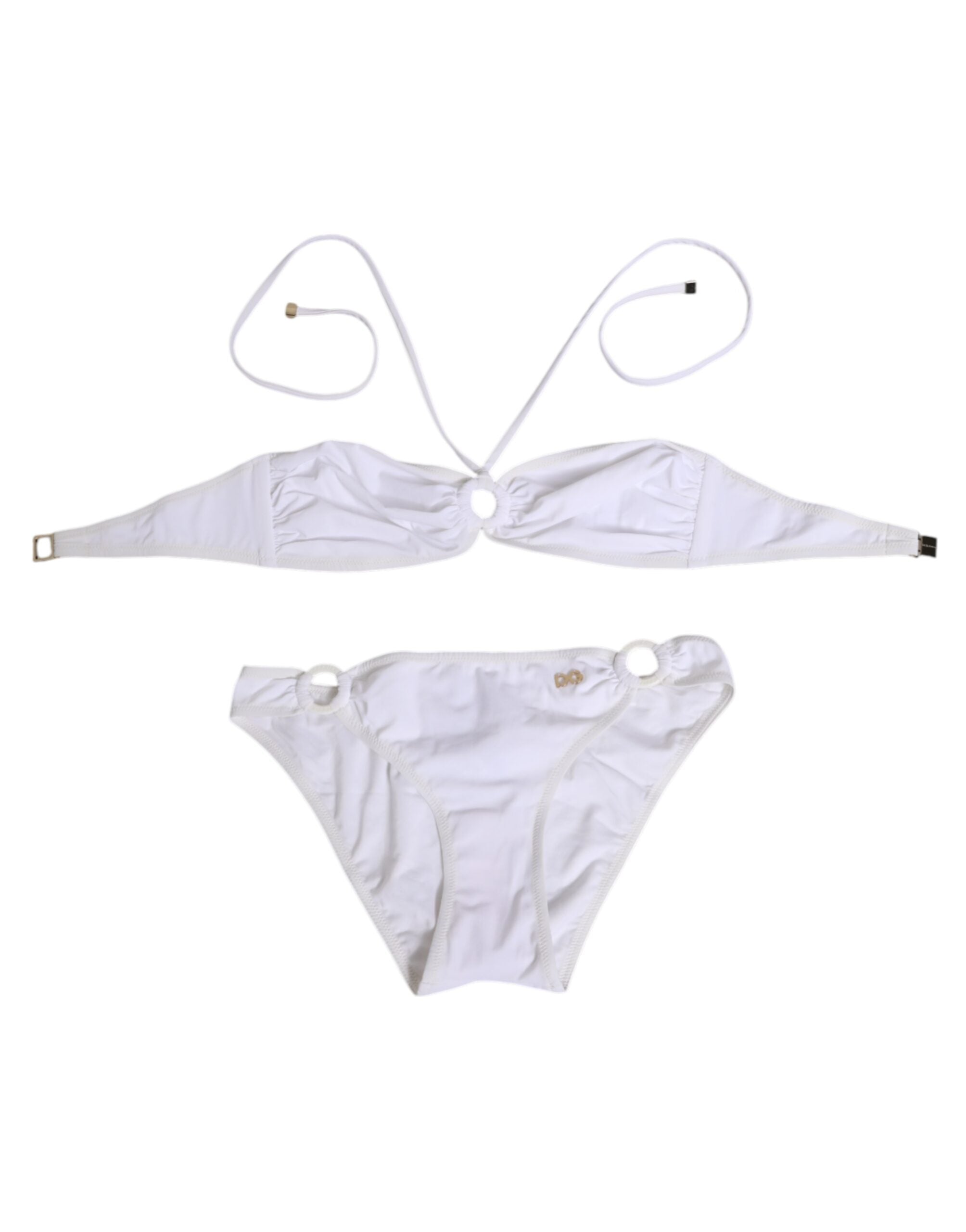 White Logo Swimsuit 2 Piece Top Bottom Swimwear