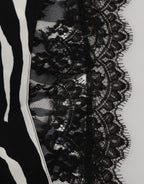 Black Silk Zebra Print Lace High Waist Underwear